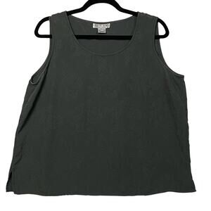 Citron Santa Monica Green 100% Silk Embossed Textured Tank Top Size 0X